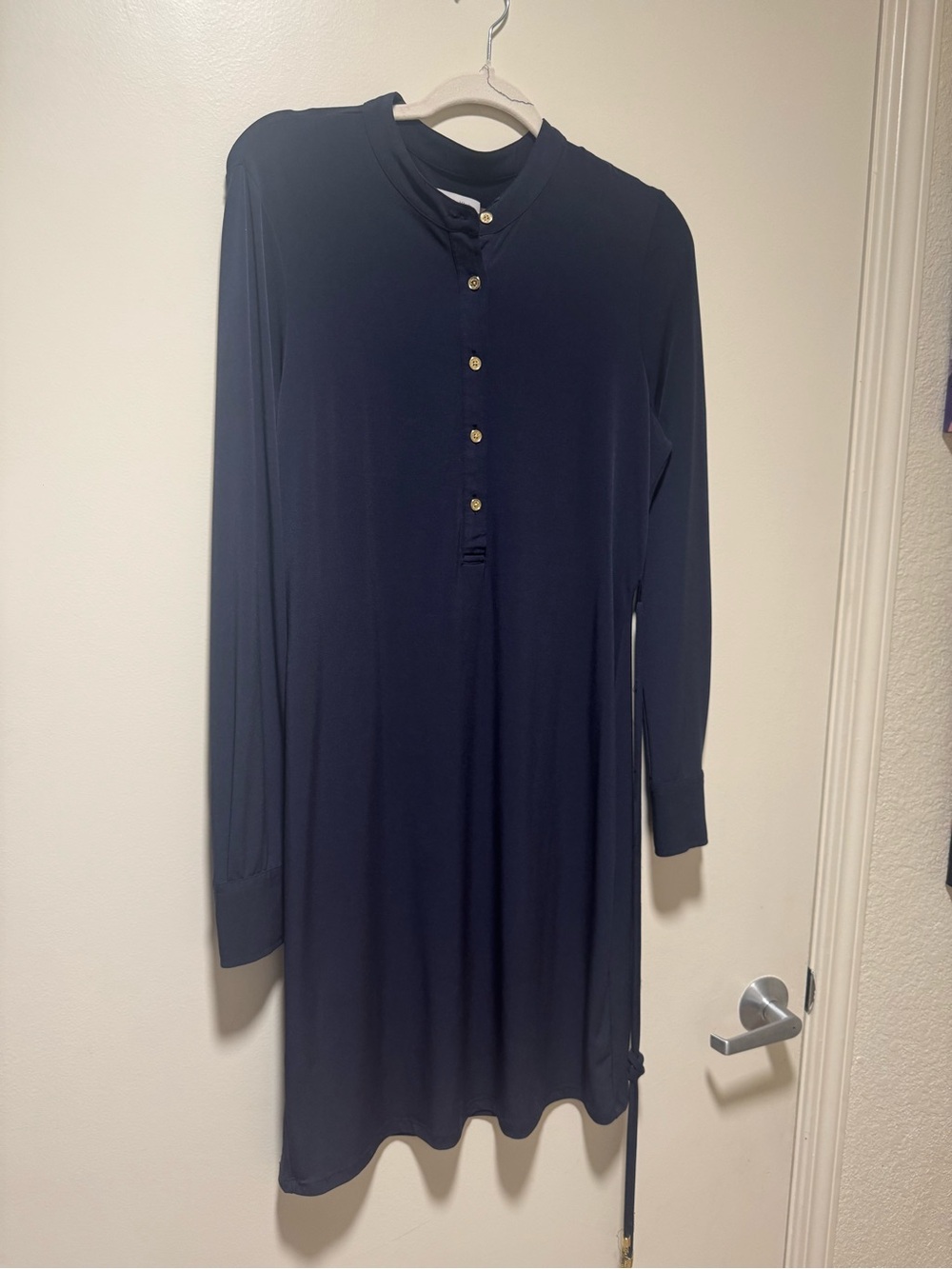 Calvin Klein Navy Long-Sleeve Button-Front Tunic Dress